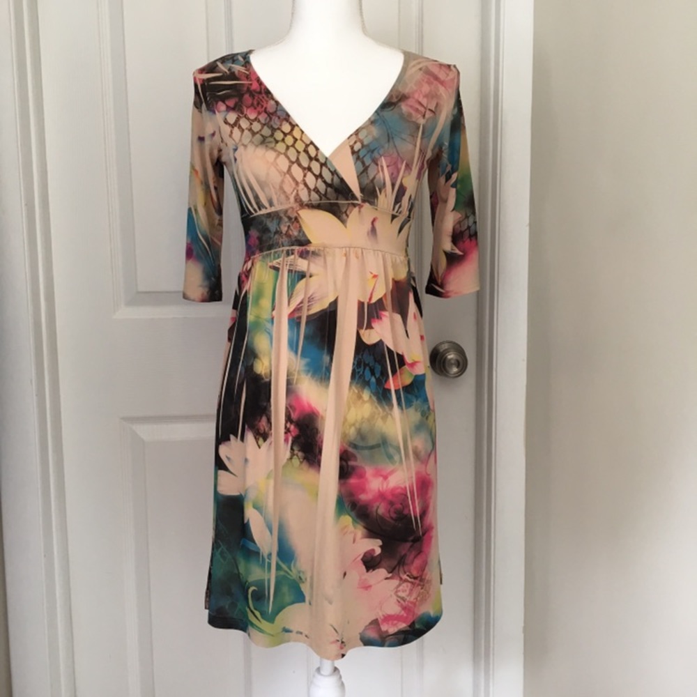 LIPSTICK Floral Watercolor Print Dress